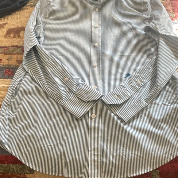 G/Fore mens M blue & white striped performance button down shirt golf NWOT - Picture 5 of 8